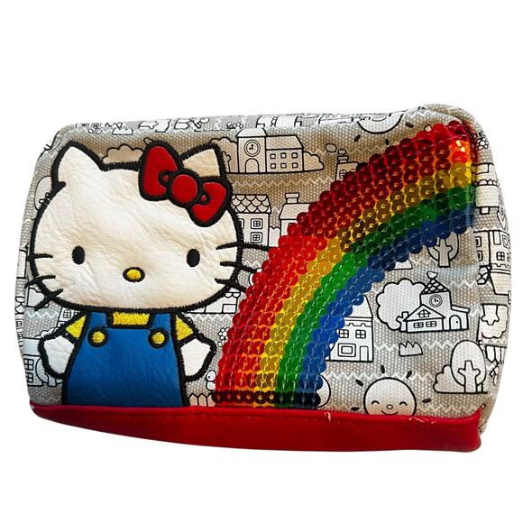 Loungefly X Hello Kitty 40th Anniversary Rainbow Sequins Cosmetic Bag Sanrio - Picture 1 of 12